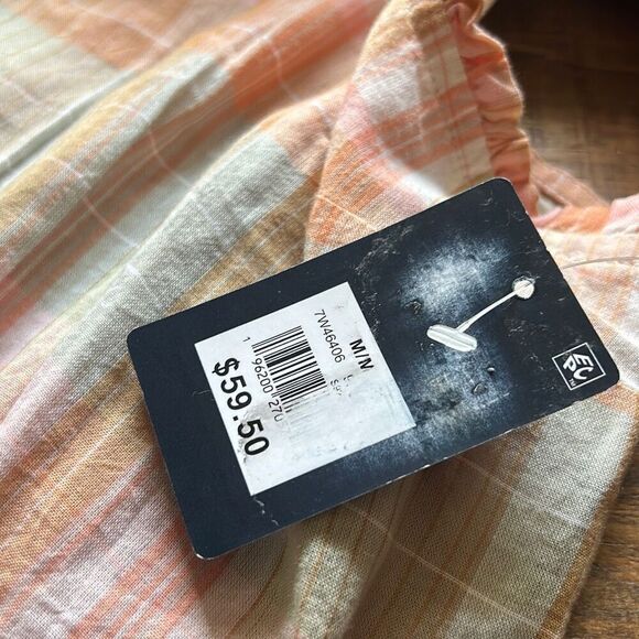 Lucky‎ Brand Plaid Peplum Cami Top Sleeveless Blouse Ruffle Trim - Picture 7 of 8